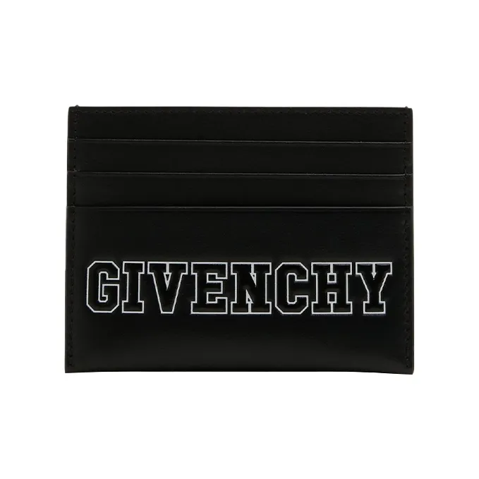 GIVENCHY Smooth Cow Leather Card Clip Card Holder Men's Black-0