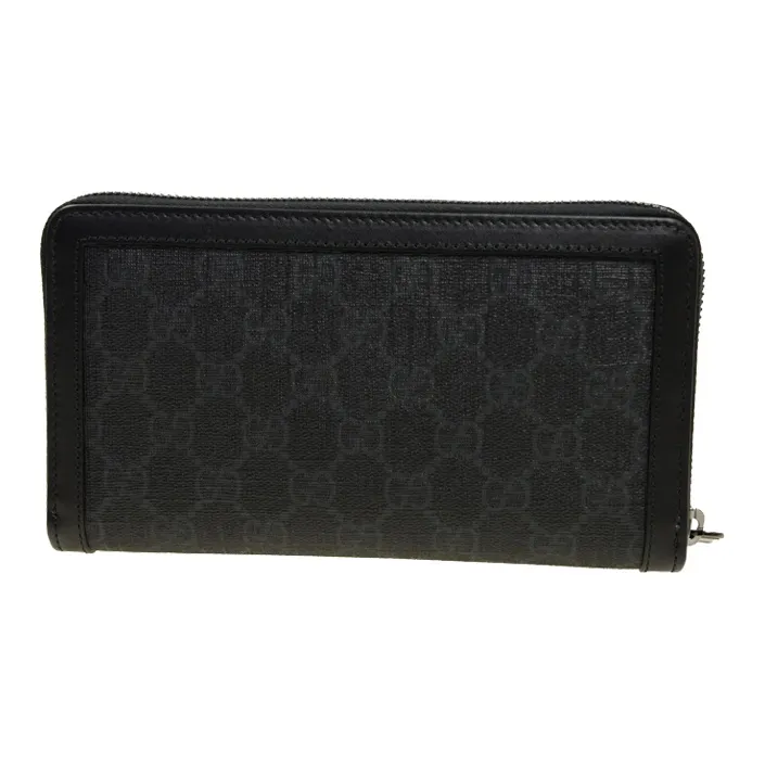 GUCCI Coated Canvas With Leather Wallet Regular Unisex Black Gray Color-3