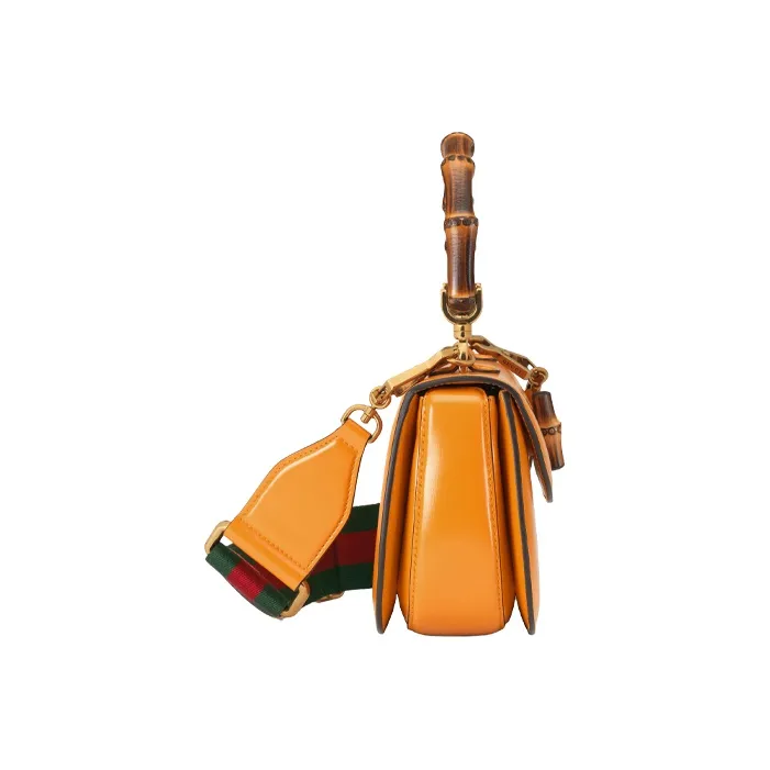 GUCCI GUCCI Luggage Leather Shoulder Bag Crossbody Bag Handbag Small Size Women's Yellow-3