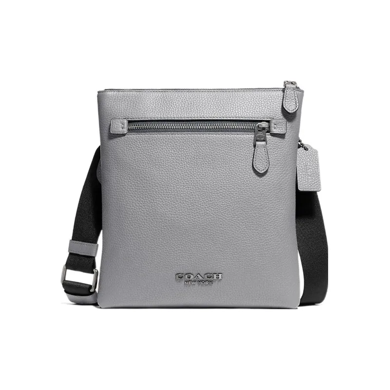 COACH Metropolitan Pebbled Leather Messenger Bag Shoulder Bag Crossbody Bag Medium Size Men's Silver Gray-0