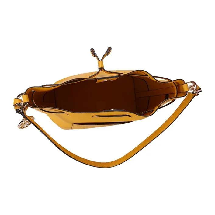 MICHAEL KORS Trista Cow Leather Bucket Bags Handbag Crossbody Bag Medium Size Women's Yellow-3