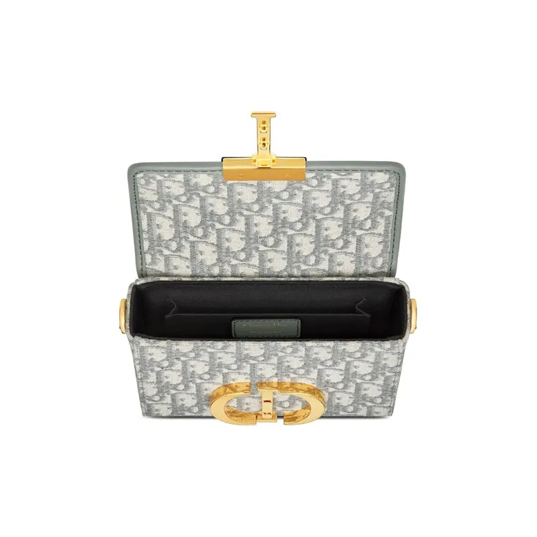 DIOR 30 Montaigne Collection Jacquard With Leather Box Bag, Shoulder Bag, Crossbody Bag Women's Gray-2
