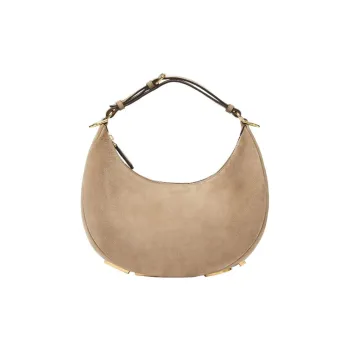 FENDI Fendigraphy Suede Leather Crescent Bag Shoulder Bag Handbag Shoulder Bag Small Size Women's Brown/Milk Tea Beige
