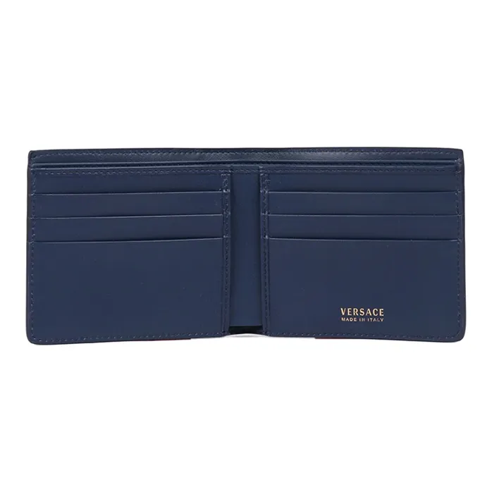 VERSACE Leather Wallet Unisex Dark Blue-3