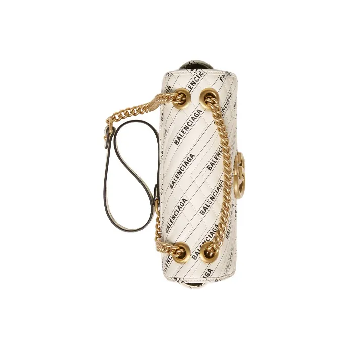 GUCCI Balenciaga Paris Collaboration GG Marmont Leather Shoulder Bag, Crossbody Bag Trumpets Women's White-4