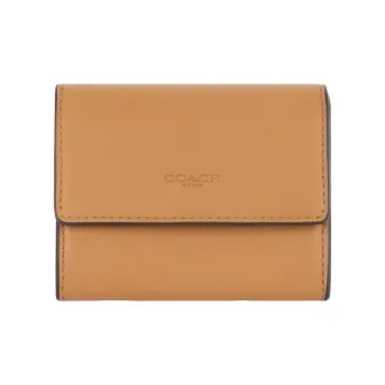 COACH Smooth Leather Card Holder Mini Women's Light Saddle