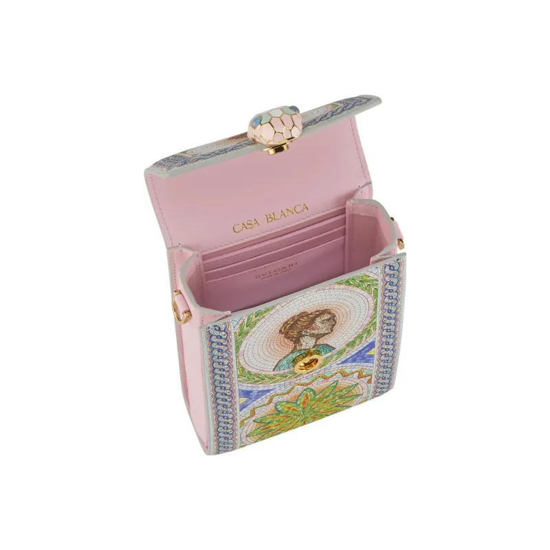 BVLGARI Calfskin Clutch Crossbody Cell Phone Pouch Women's Multicolor-2