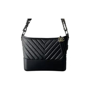 CHANEL Gabrielle Smooth Calf Leather Hobo Bag, Crossbody Bag, Shoulder Bag Women's Black