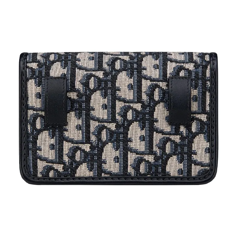 DIOR 30 Montaigne Fabric Chain Bag, One Shoulder, Crossbody Clutch Mini Women's Blue/Black-3