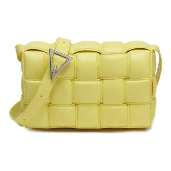 Bottega Veneta Padded Cassette Sheepskin Shoulder Bag, Crossbody Bag Women's Jelly Yellow