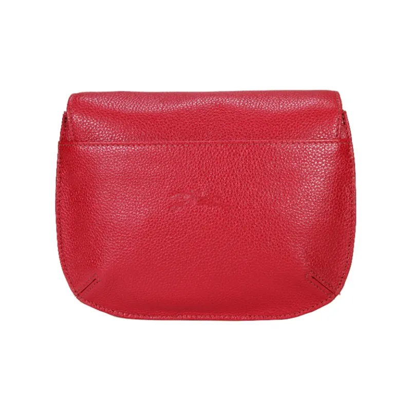 LONGCHAMP Le Foulonné Cow Leather Messenger Bag, Crossbody Bag, Shoulder Bag Regular Women's Red-1