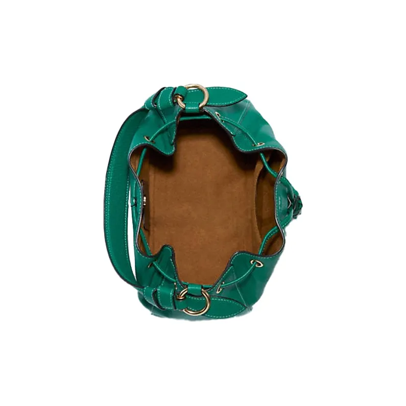 COACH Leather One Shoulder Crossbody Bag Crossbody Bag Bucket Bag Handbag Regular Women's Emerald Green-4