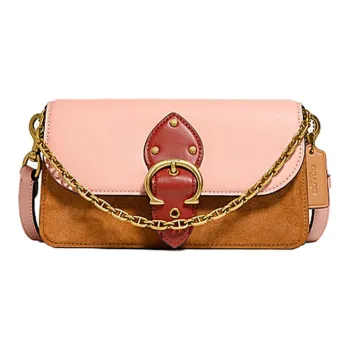 COACH Beat Leather Chain Bag Shoulder Bag Crossbody Bag Small Size Women's Cherry Blossom Pink Brown Multicolor