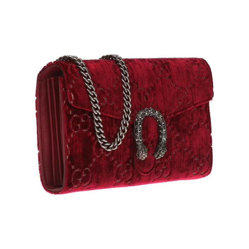 GUCCI Dionysus Velvet Chain Wallet Crossbody Bag Shoulder Bag Mini Women's Burgundy-2
