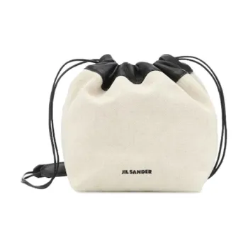 JIL SANDER Canvas With Sheepskin Canvas Bag, Bucket Bag, Tote Handbag, Crossbody Bag Women's White/Black
