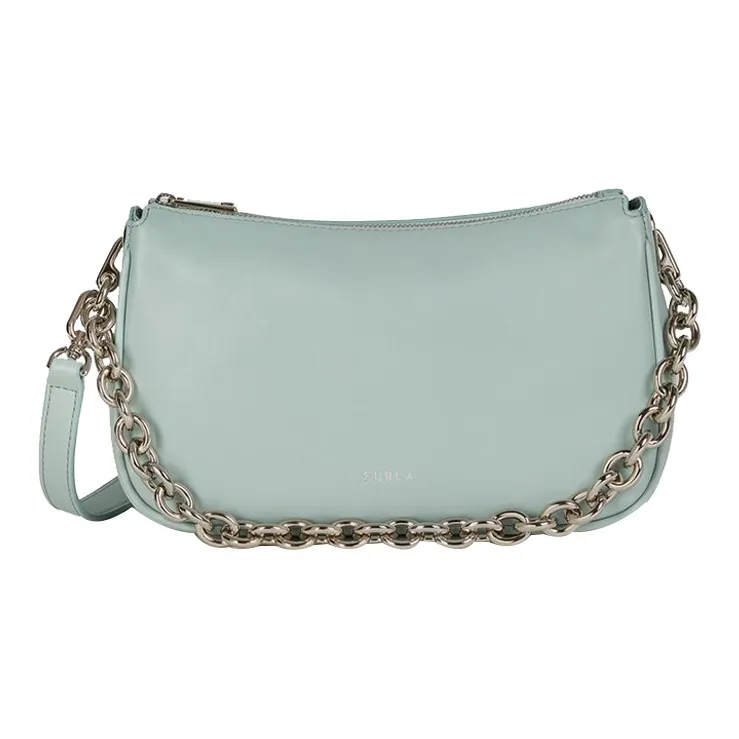 Furla Moon Natural Cow Leather Shoulder Bag, Crossbody Bag, Handbag Small Size Women's Mint Green-0