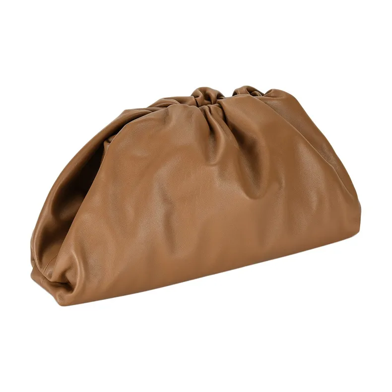Bottega Veneta Cow Leather Cloud Bag Clutch Tubas Women's Caramel Brown-2
