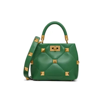 Valentino Roman Stud Sheepskin Shoulder Bag Crossbody Bag Handbags Small Size Women's Green