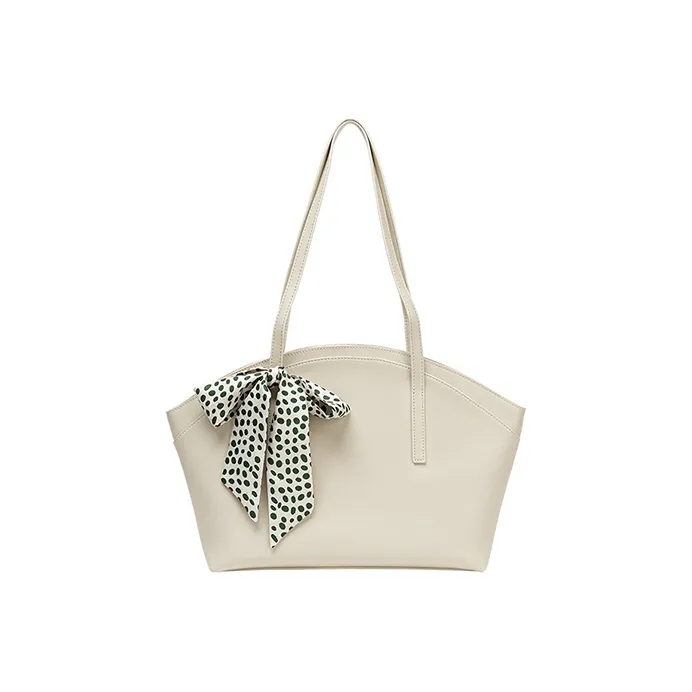 MISS MUSI Cow Leather Handbag Dome Bag Tote Tote Bag Shopping Bag Shoulder Bag Women's Ecru/Milk Tea Gray/Cassava-0
