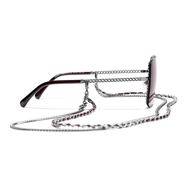 CHANEL Sunglasses Women's Dark Silver/Pink Gradient-2