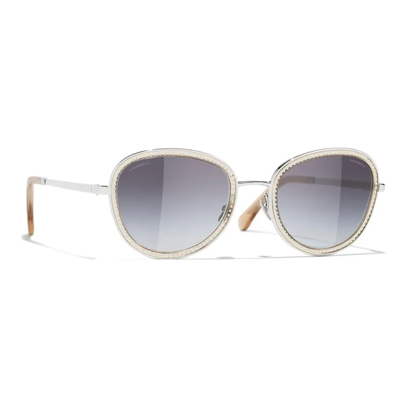 CHANEL Sunglasses Unisex Silver-1