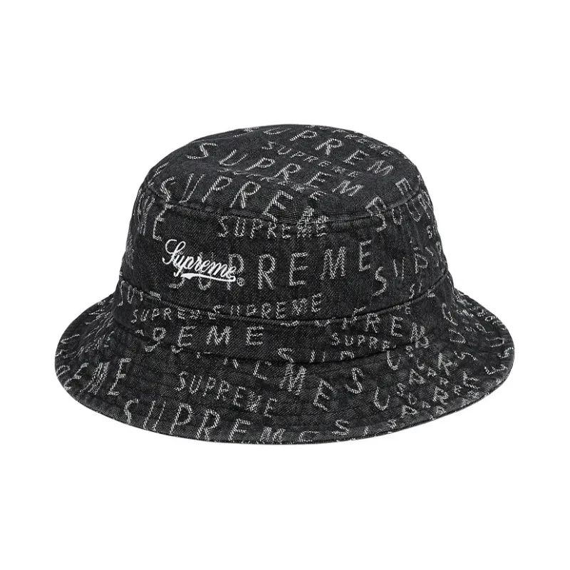 Supreme Week 17 Warp Jacquard Logos Denim Crusher Black-0