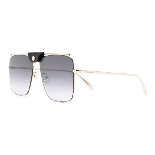 Alexander McQueen Eyewear Leather Trim Navigator-frame Sunglasses