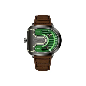 ATOWAK Wind-chasing Series Wrist Watch Automatic Mechanical Movement Genuine Leather Strap Green Dial Men's Watches
