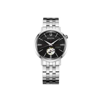 BULOVA Classic Gentleman Collection Wrist Watch Mechanical Movement Stainless Steel Strap Black Dial Men's Watches