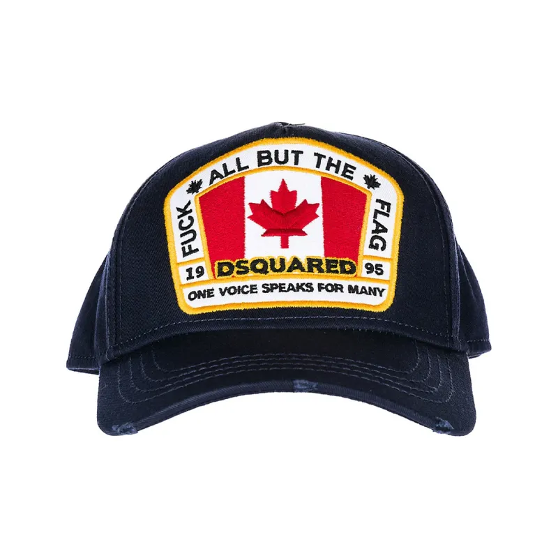 DSQUARED 2 Flag Patch Distressed Baseball Cap-3