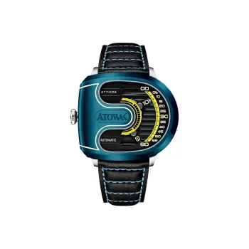 ATOWAK Supercar Wrist Watch Automatic Mechanical Movement Genuine Leather Strap 46.5*40.5mm Black Dial Men's Watches