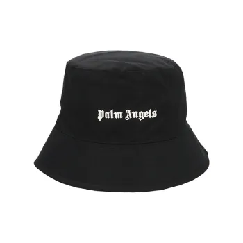PALM ANGELS Embroidered Gothic Intarsia Logo Bucket Hat