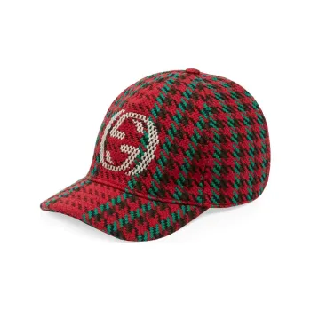 GUCCI Wool Checkered Houndstooth Cap