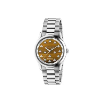 GUCCI G Timeless Collection Wrist Watch Automatic Mechanical Movement Stainless Steel Watchband Gold Dial Men's Watches