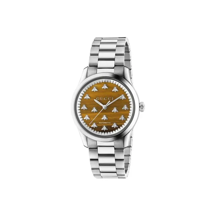 GUCCI G Timeless Collection Wrist Watch Automatic Mechanical Movement Stainless Steel Watchband Gold Dial Men's Watches-0
