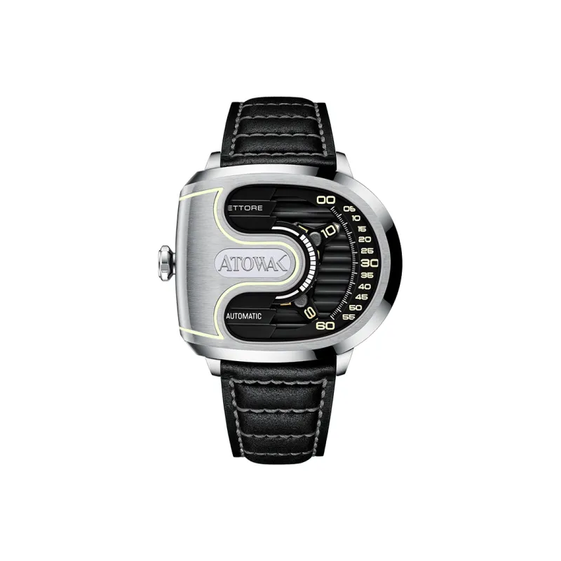 ATOWAK Supercar Wrist Watch Automatic Mechanical Movement Genuine Leather Strap 46.5*40.5*14mm Black Dial Men's Watches-0