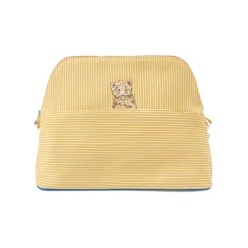 HERMES Cotton Canvas Canvas Bag Storage Bag Clutch Makeup Bag Medium Size Women's Yellow