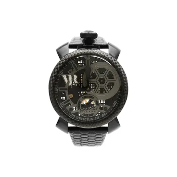 GAGA Wrist Watch Mechanical Movement Genuine Leather Strap 48mm Cut-Out Dial Men's Watches 5516 NJD1SB0F