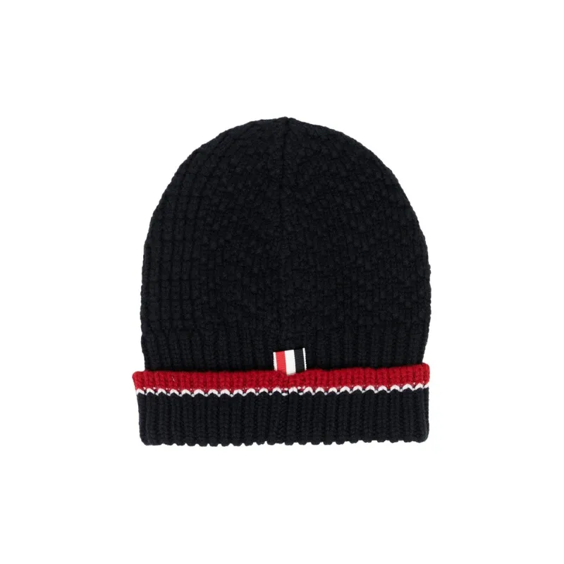 THOM BROWNE Knitted Merino Beanie Hat-0