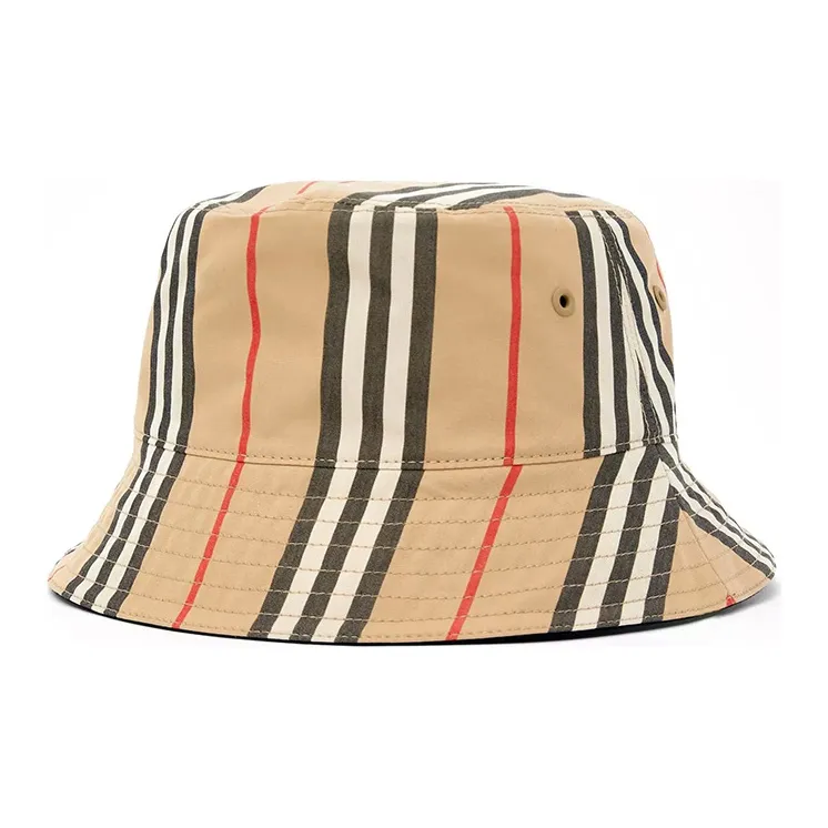 Burberry Reversible Icon Stripe Cotton Bucket Hat Archive Beige-1
