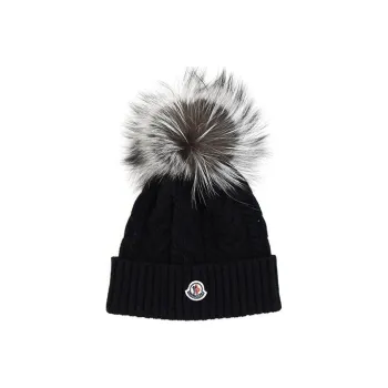 Moncler Logo Patch Oversized Pompom Beanie