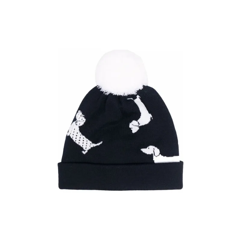 THOM BROWNE Beanies Unisex Marine Blue-0