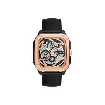 FOSSIL Wrist Watch Automatic Mechanical Movement Leather Watch Bands Cut-Out Dial Men's Watches