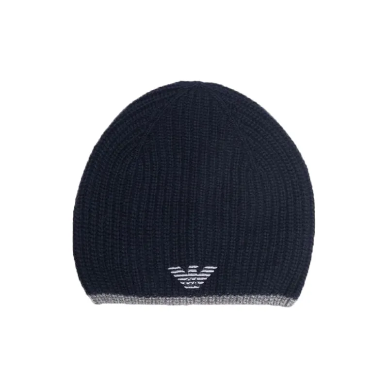 EMPORIO ARMANI Logo Embroidered Beanie Scarf Set-2