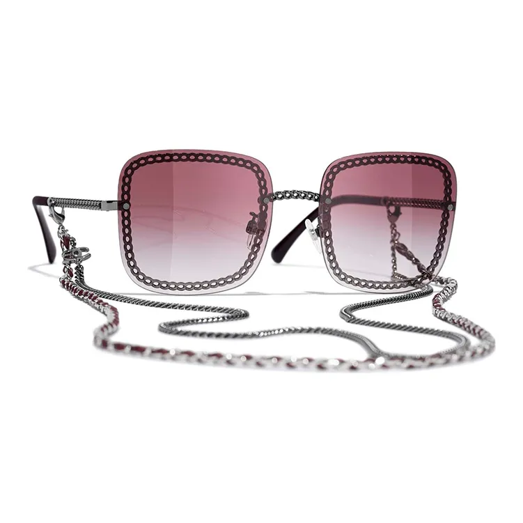 CHANEL Sunglasses Women's Dark Silver/Pink Gradient-1