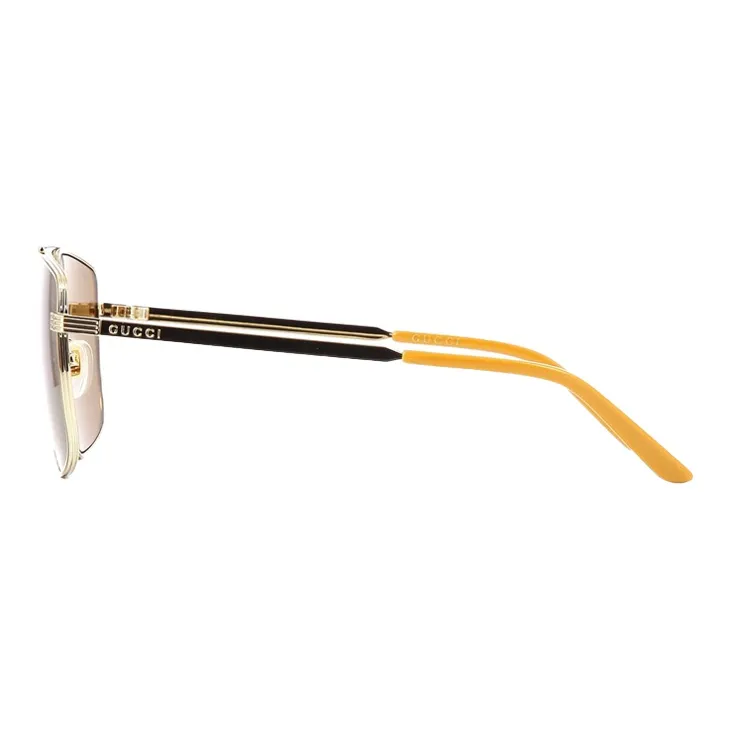 GUCCI Metal Irregular Shape Sunglasses Men's Coffee-2