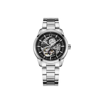 BULOVA Wrist Watch Mechanical Movement Stainless Steel Strap 43mm Black Dial Men's Watches