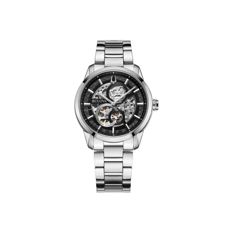 BULOVA Wrist Watch Mechanical Movement Stainless Steel Strap 43mm Black Dial Men's Watches-0