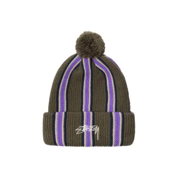 Stussy Striped Pom Beanie