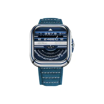 ATOWAK PRO Wrist Watch Mechanical Movement Genuine Leather Strap Blue Dial Men's Watches WS12-S1663